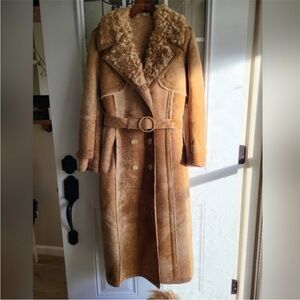 Norm Thompson Tan Shearling Leather Coat
